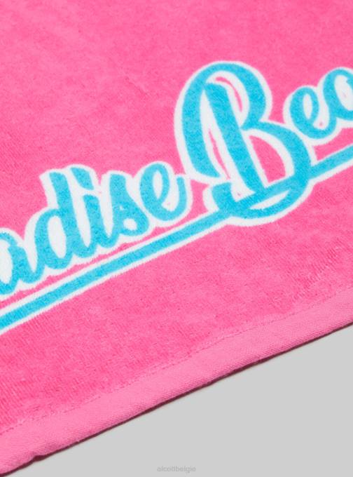 Heren Alcott fpk1 donkerroze fluo katoenen strandlaken met print accessoires PT24316