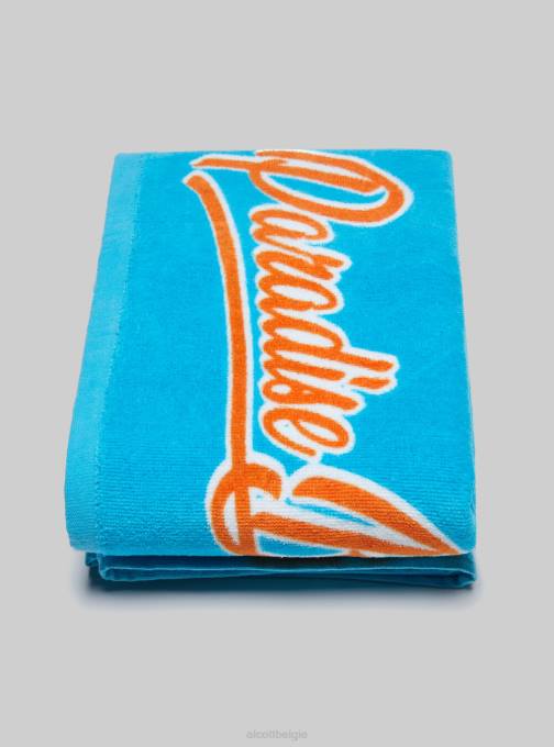 Heren Alcott fpk1 donkerroze fluo katoenen strandlaken met print accessoires PT24465