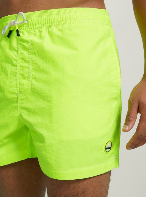 Heren Alcott fgn3 fluo lichtgroen zwemkostuum met borduursel en achterzak kleding PT24724
