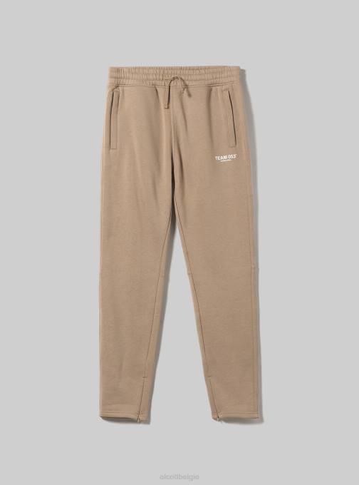 Heren Alcott bg1 beige donker joggingbroek met team 053 print kleding PT241174