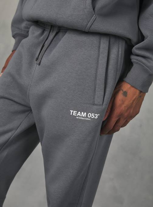 Heren Alcott bg1 beige donker joggingbroek met team 053 print kleding PT24711