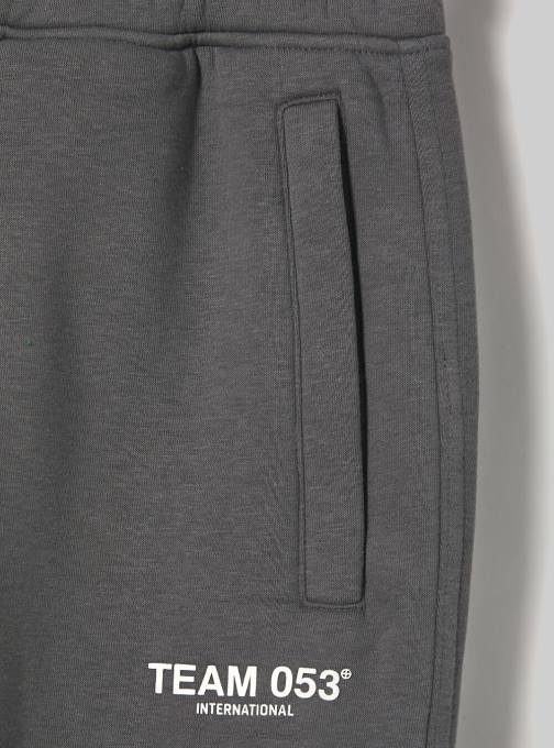 Heren Alcott bg1 beige donker joggingbroek met team 053 print kleding PT24711