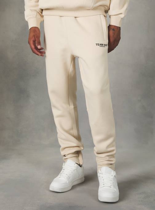 Heren Alcott bg1 beige donker joggingbroek met team 053 print kleding PT24889