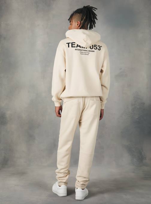 Heren Alcott bg1 beige donker joggingbroek met team 053 print kleding PT24889