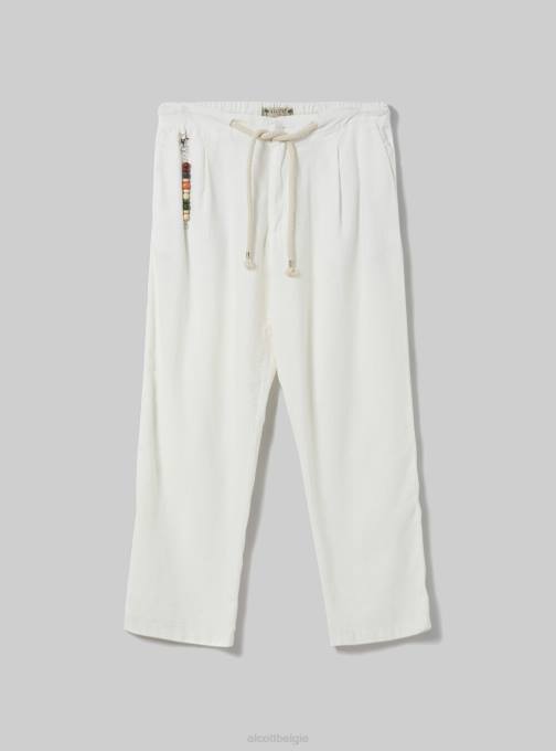 Heren Alcott bg2 beige middel broek van linnenmix met trekkoord in de taille kleding PT24611