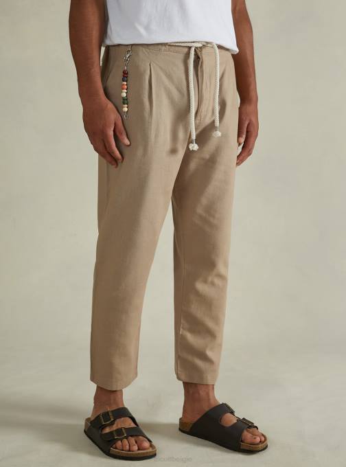 Heren Alcott bg2 beige middel broek van linnenmix met trekkoord in de taille kleding PT24614