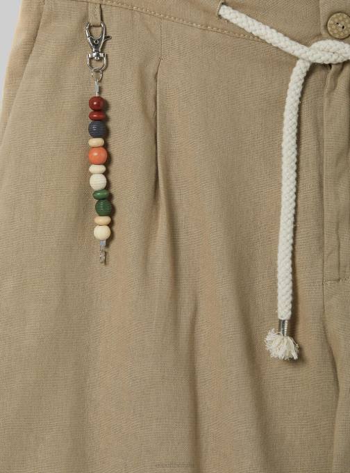 Heren Alcott bg2 beige middel broek van linnenmix met trekkoord in de taille kleding PT24614