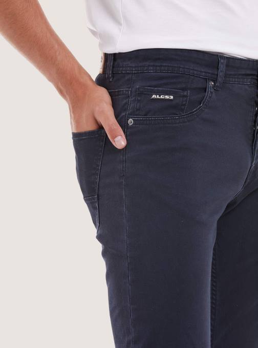 Heren Alcott bk1 zwart Skinny-fit broek van gerecycled katoen kleding PT241157