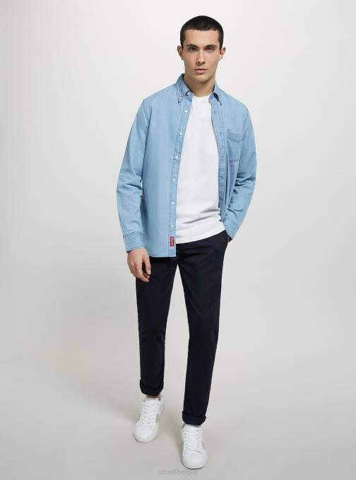 Heren Alcott c2201 blauw chino van stretchkatoenen twill kleding PT241169