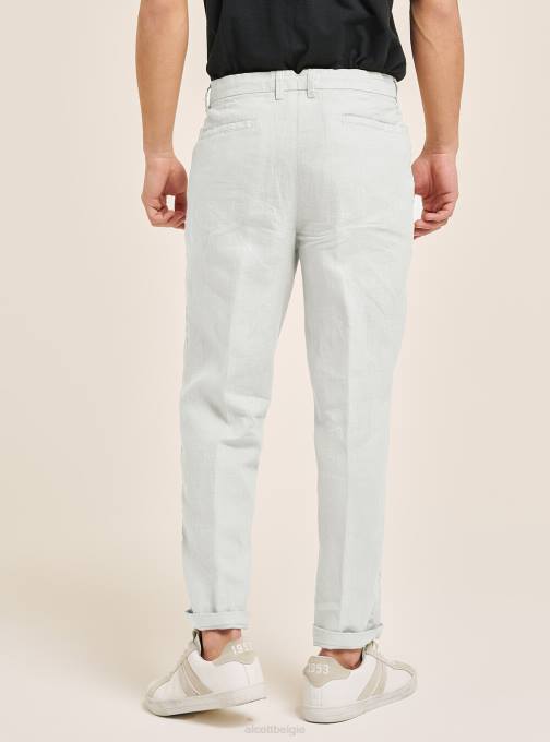 Heren Alcott c6603 kaky broek van puur linnen met plooien kleding PT24784