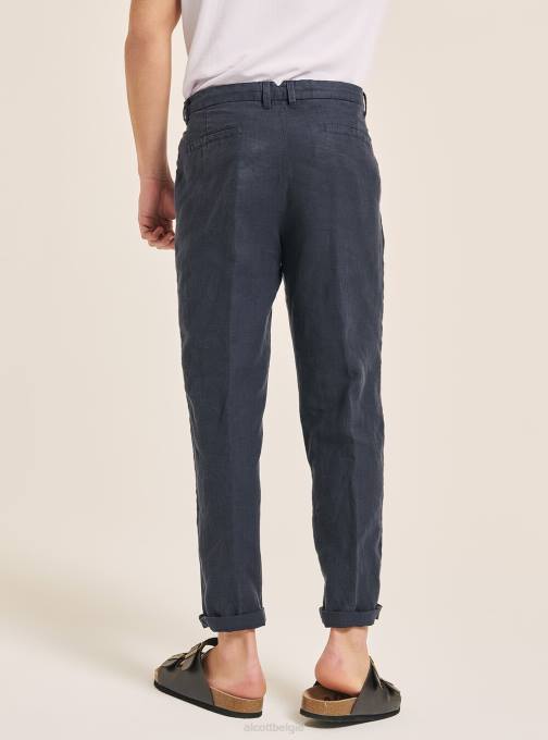 Heren Alcott c6603 kaky broek van puur linnen met plooien kleding PT24843