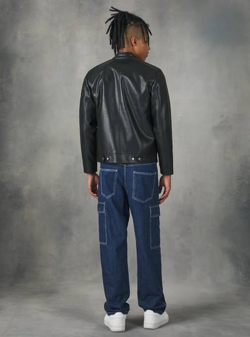 Heren Alcott bk1 zwart Bikerjack met leereffect kleding PT24753