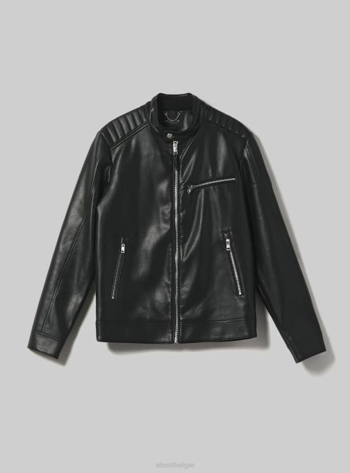 Heren Alcott bk1 zwart Bikerjack met leereffect kleding PT24753