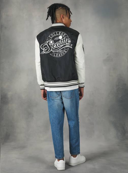 Heren Alcott bk1 zwart Bomberjack in collegestijl met gerecyclede vulling kleding PT24819