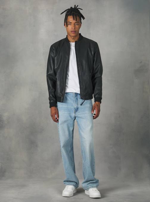 Heren Alcott bk1 zwart Bomberjack met leereffect kleding PT24749