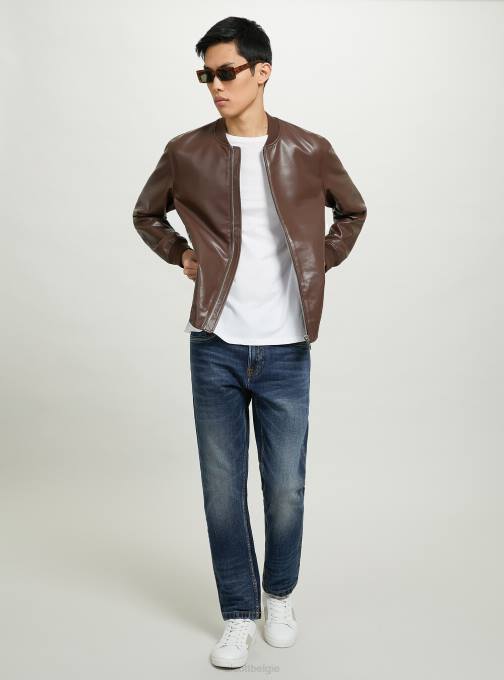 Heren Alcott bk1 zwart Bomberjack met leereffect kleding PT24787