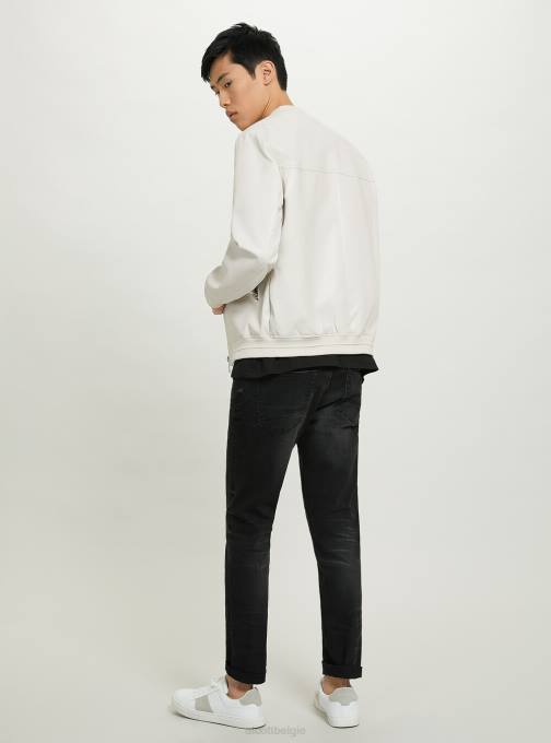 Heren Alcott bk1 zwart Bomberjack met leereffect kleding PT24918