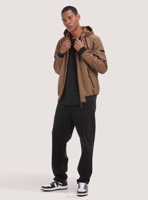 Heren Alcott bk1 zwart winddicht bomberjack met capuchon kleding PT241028