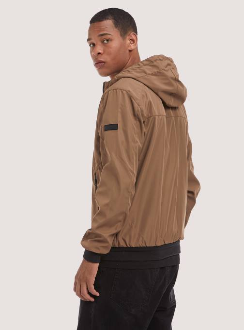 Heren Alcott bk1 zwart winddicht bomberjack met capuchon kleding PT241028