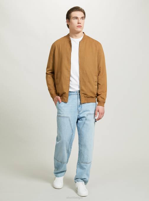 Heren Alcott blauw linnen bomberjack kleding PT24741