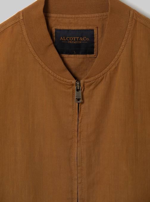 Heren Alcott blauw linnen bomberjack kleding PT24741