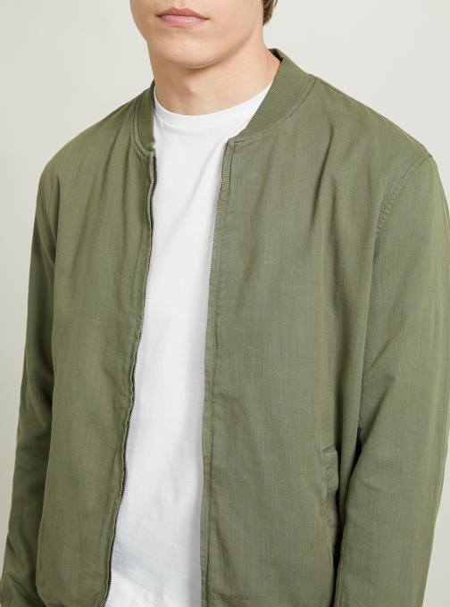 Heren Alcott blauw linnen bomberjack kleding PT24869