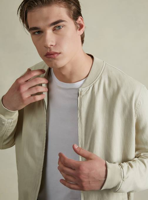 Heren Alcott blauw linnen bomberjack kleding PT24897