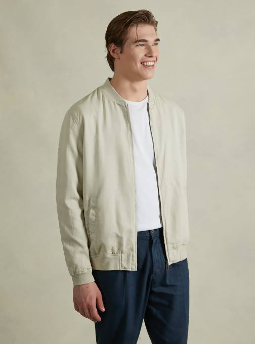Heren Alcott blauw linnen bomberjack kleding PT24897