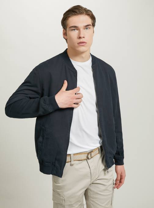 Heren Alcott blauw linnen bomberjack kleding PT24982