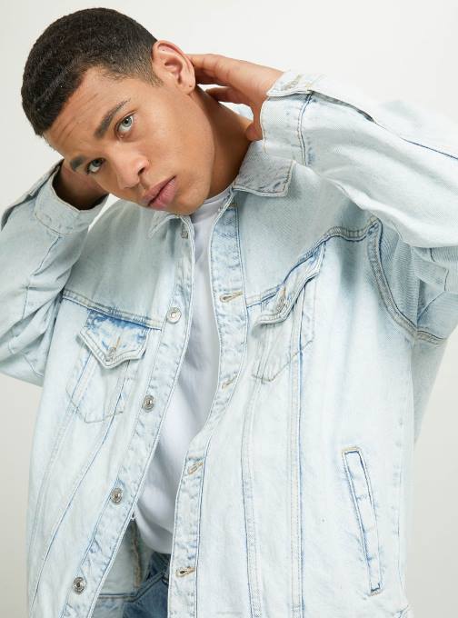 Heren Alcott d001 diepblauw giubbotto in oversized denim kleding PT24650