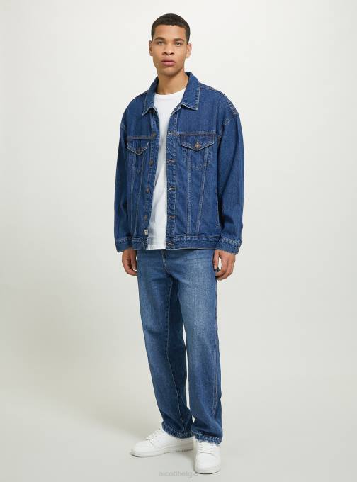 Heren Alcott d001 diepblauw giubbotto in oversized denim kleding PT24653