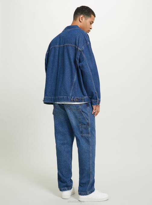 Heren Alcott d001 diepblauw giubbotto in oversized denim kleding PT24653