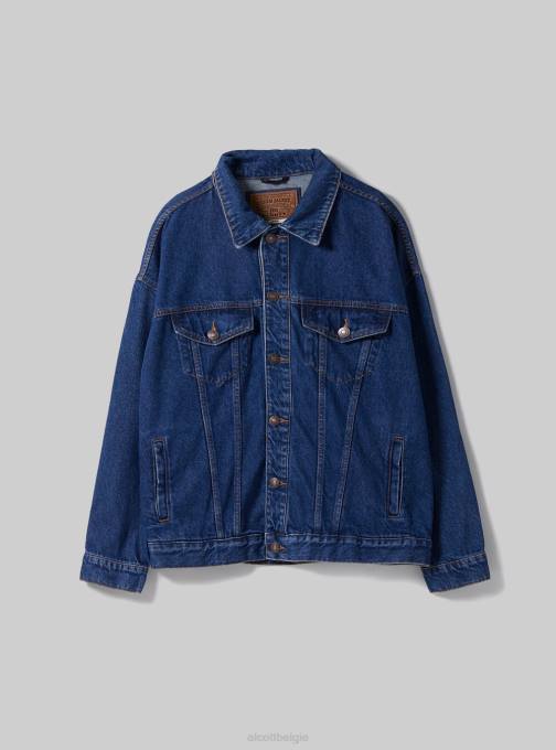Heren Alcott d001 diepblauw giubbotto in oversized denim kleding PT24653