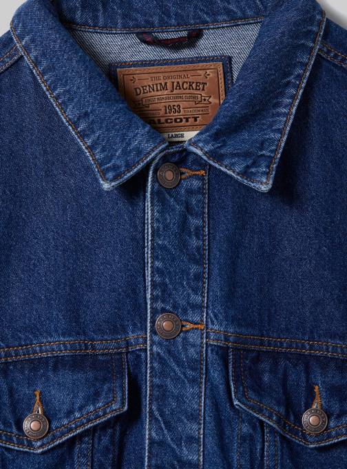 Heren Alcott d001 diepblauw giubbotto in oversized denim kleding PT24653