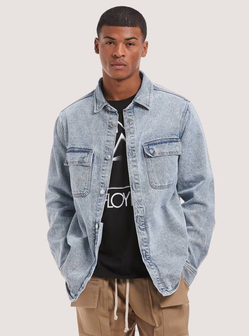 Heren Alcott d006 azuurblauw denim overhemdjasje kleding PT241043