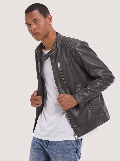 Heren Alcott zwart Eco leren jack met ritssluiting kleding PT241153