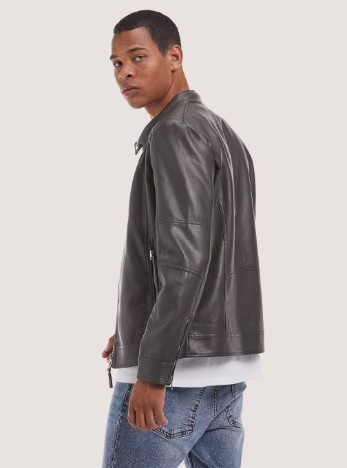 Heren Alcott zwart Eco leren jack met ritssluiting kleding PT241153