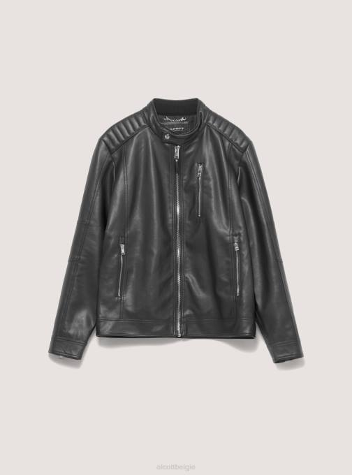 Heren Alcott zwart Eco leren jack met ritssluiting kleding PT241153