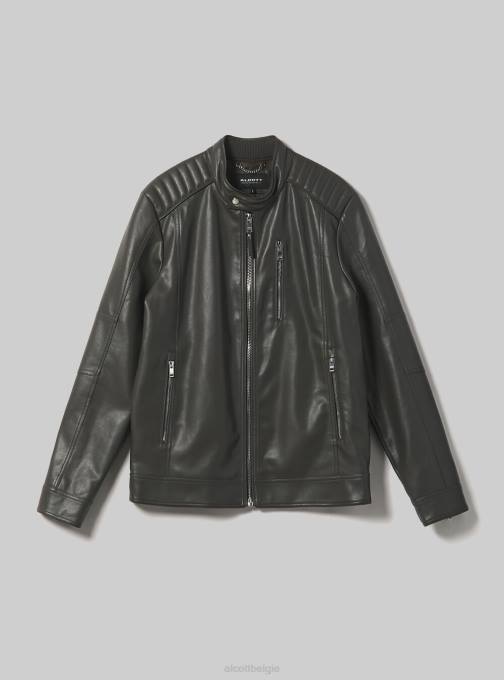 Heren Alcott zwart Eco leren jack met ritssluiting kleding PT241153