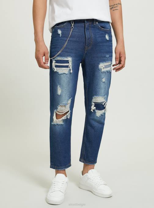 Heren Alcott d004 midden lichtblauw relaxed fit jeans met scheuren kleding PT241044