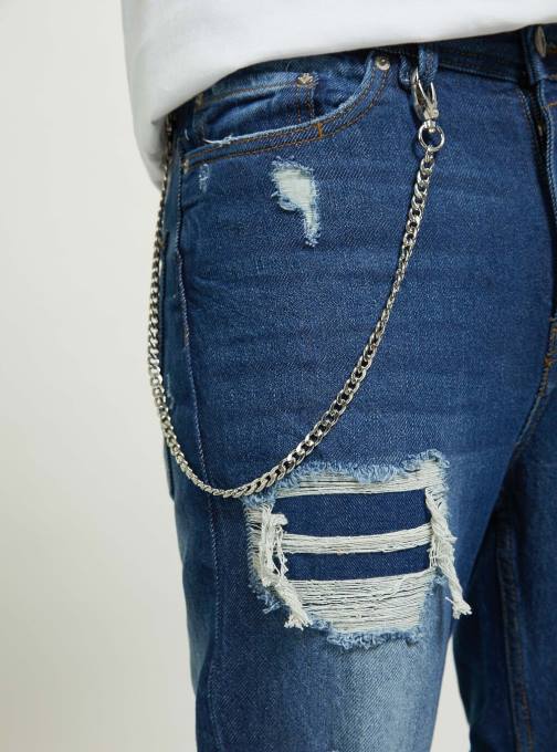 Heren Alcott d004 midden lichtblauw relaxed fit jeans met scheuren kleding PT241044