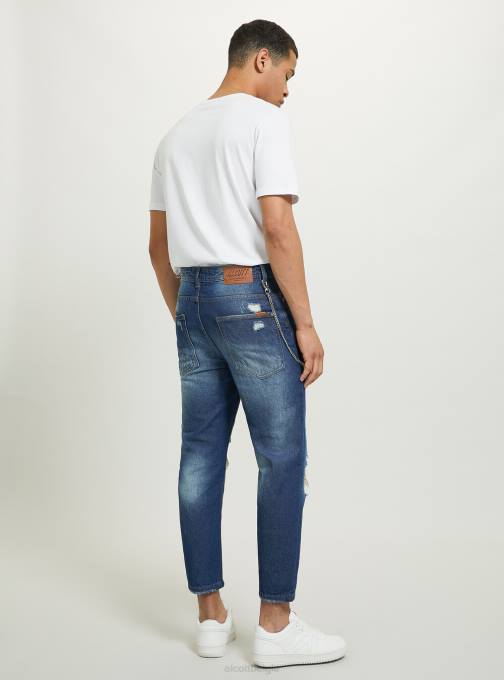 Heren Alcott d004 midden lichtblauw relaxed fit jeans met scheuren kleding PT241044