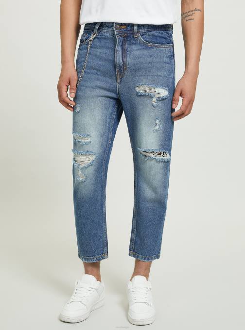 Heren Alcott d004 midden lichtblauw relaxed fit jeans met scheuren kleding PT24875