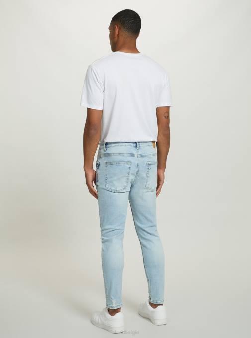 Heren Alcott d004 midden lichtblauw stretch denim carrot fit jeans met scheuren kleding PT24998