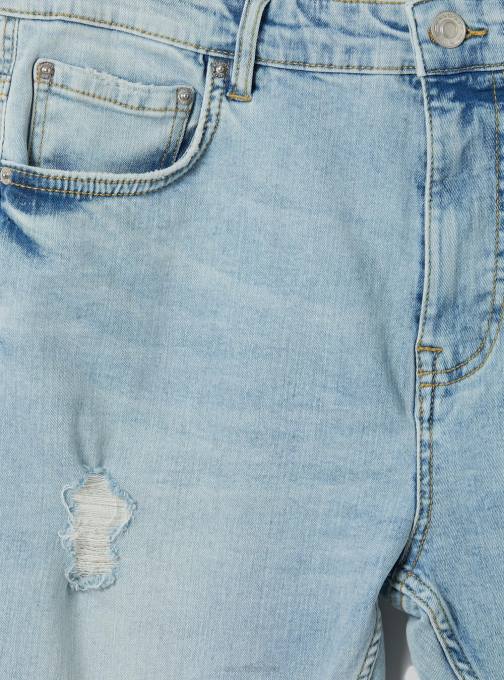 Heren Alcott d004 midden lichtblauw stretch denim carrot fit jeans met scheuren kleding PT24998