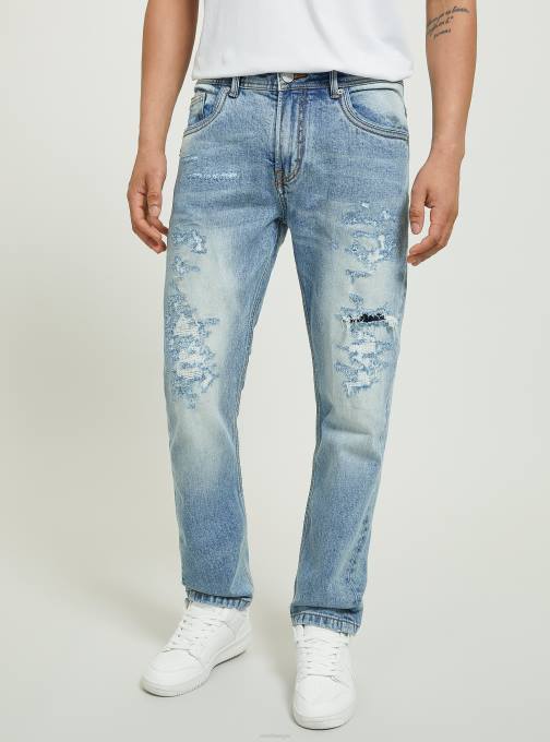 Heren Alcott d007 licht azuurblauw Slim-fit stretchdenimjeans met scheuren kleding PT24678