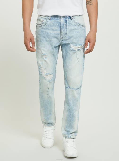 Heren Alcott d007 licht azuurblauw Slim-fit stretchdenimjeans met scheuren kleding PT24686