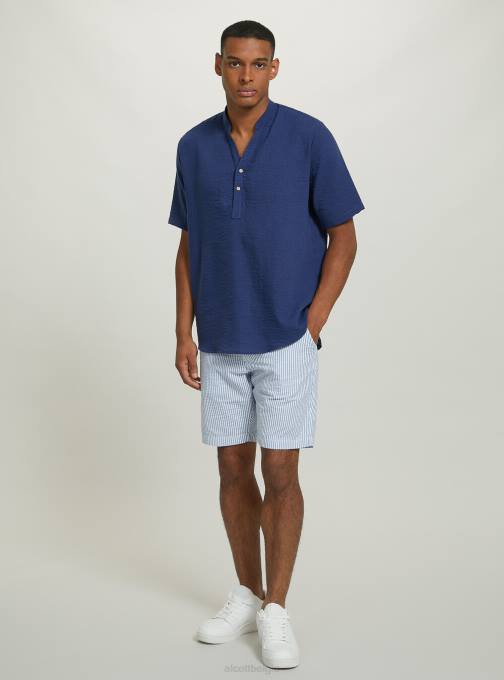 Heren Alcott az3 azuurblauw licht gestreepte katoenen bermudashort kleding PT24608