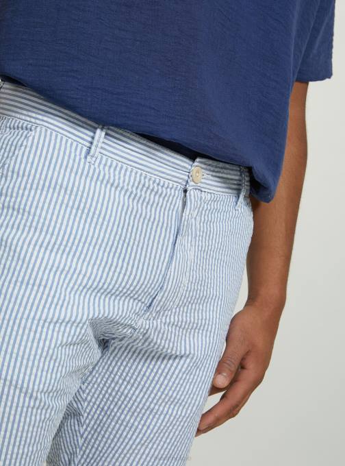 Heren Alcott az3 azuurblauw licht gestreepte katoenen bermudashort kleding PT24608