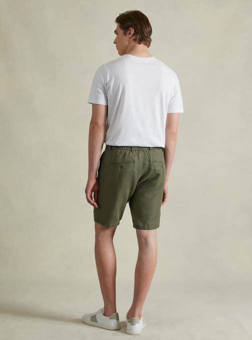 Heren Alcott bg2 beige middel Bermudashort van linnenmix met trekkoord in de taille kleding PT241094